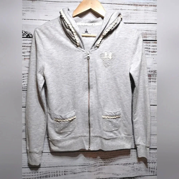 Disney Parks Minnie Mouse Disney Zip Hoodie with Lace Detail size Small - Picture 7 of 7